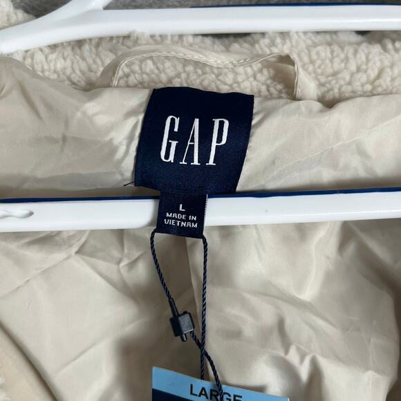 GAP Teddy Sherpa Coat Minimalist Cozy Winter Cream Fleece Quiet Luxury Large New - Picture 9 of 9